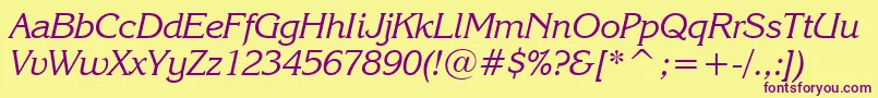 KorinnaKursivRegularBt Font – Purple Fonts on Yellow Background