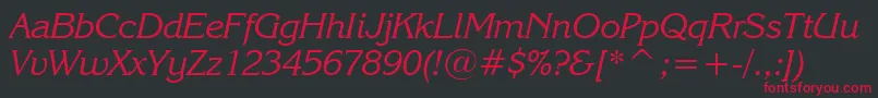 KorinnaKursivRegularBt Font – Red Fonts on Black Background