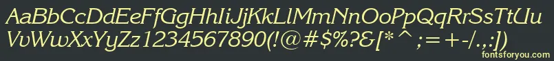 KorinnaKursivRegularBtフォントについての詳細 フォントKorinnaKursivRegularBt – 黒い背景に黄色の文字