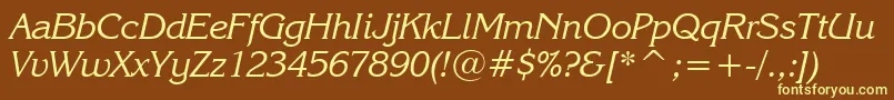 KorinnaKursivRegularBt-Schriftart – Gelbe Schriften auf braunem Hintergrund