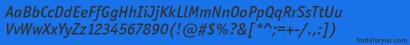 OfficinaSanItcMediumItalic Font – Black Fonts on Blue Background