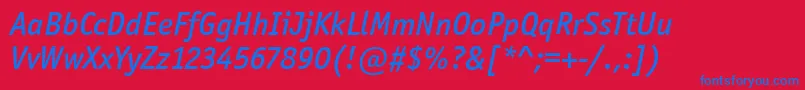 OfficinaSanItcMediumItalic Font – Blue Fonts on Red Background
