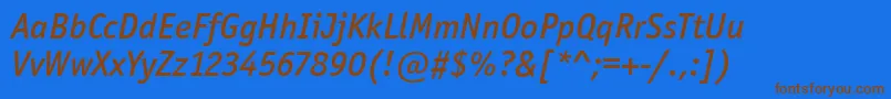OfficinaSanItcMediumItalic Font – Brown Fonts on Blue Background