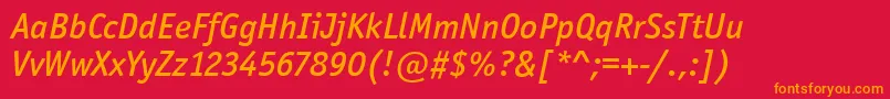 OfficinaSanItcMediumItalic Font – Orange Fonts on Red Background