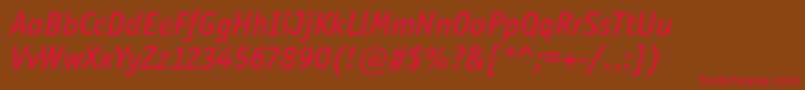 OfficinaSanItcMediumItalic Font – Red Fonts on Brown Background