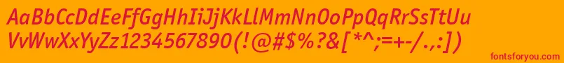OfficinaSanItcMediumItalic Font – Red Fonts on Orange Background