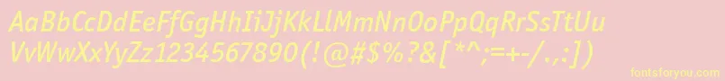 OfficinaSanItcMediumItalic Font – Yellow Fonts on Pink Background