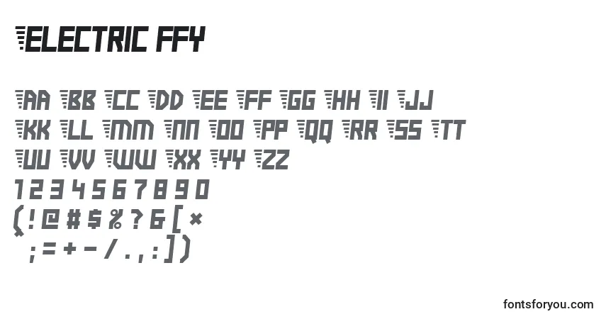 Electric ffyフォント–アルファベット、数字、特殊文字