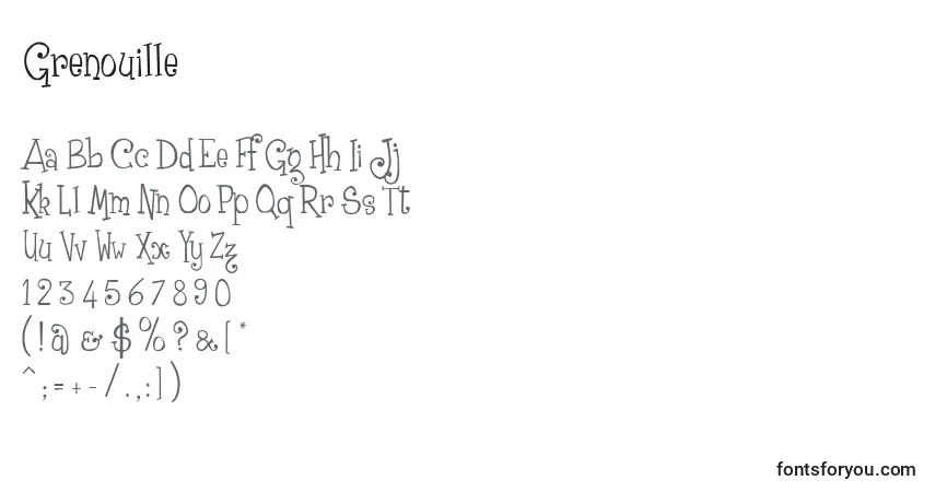 Schriftart Grenouille – Alphabet, Zahlen, spezielle Symbole