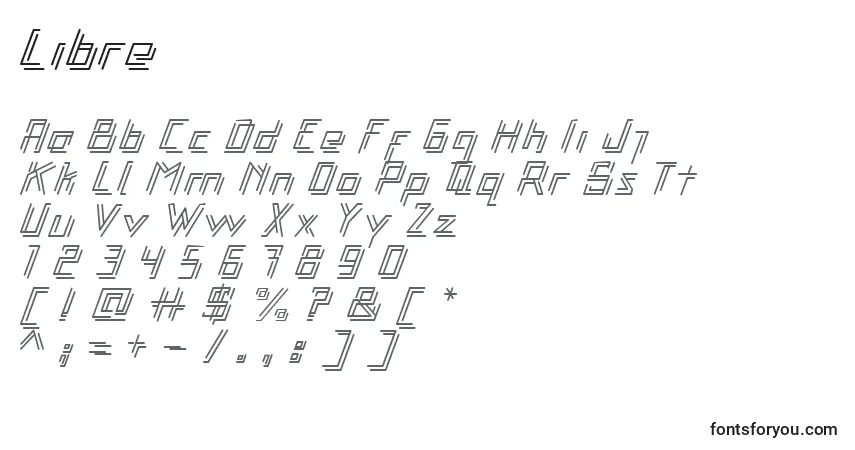 Schriftart Libre – Alphabet, Zahlen, spezielle Symbole