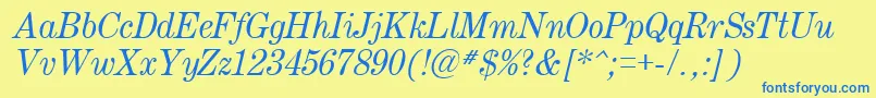 Century.KzItalic Font – Blue Fonts on Yellow Background
