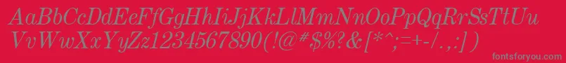 Century.KzItalic-fontti – harmaat kirjasimet punaisella taustalla