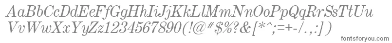 フォントCentury.KzItalic – 白い背景に灰色の文字