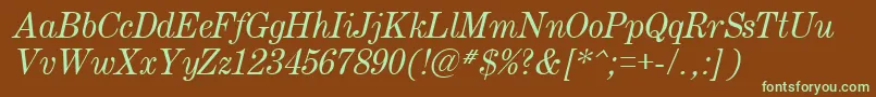 Century.KzItalic Font – Green Fonts on Brown Background