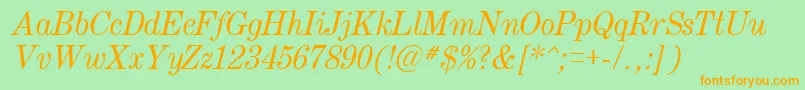 Police Century.KzItalic – polices orange sur fond vert