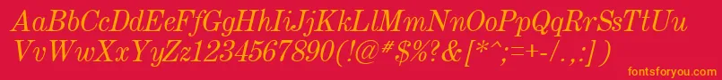 Police Century.KzItalic – polices orange sur fond rouge