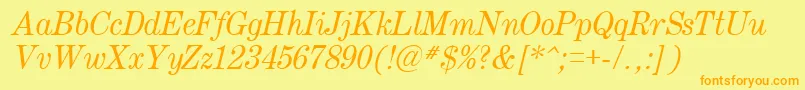 Century.KzItalic Font – Orange Fonts on Yellow Background