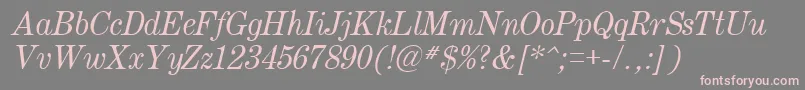 フォントCentury.KzItalic – 灰色の背景にピンクのフォント