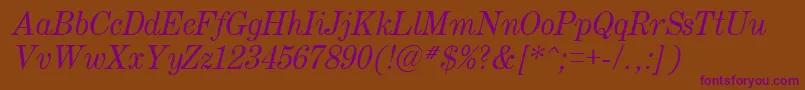 Century.KzItalic-Schriftart – Violette Schriften auf braunem Hintergrund