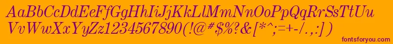 フォントCentury.KzItalic – オレンジの背景に紫のフォント