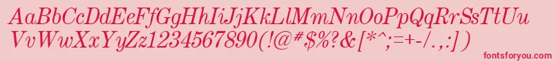 Fonte Century.KzItalic – fontes vermelhas em um fundo rosa
