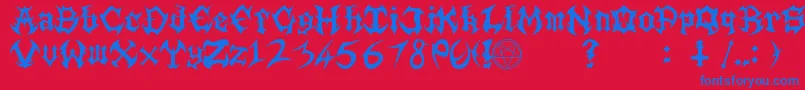 Guttural Font – Blue Fonts on Red Background