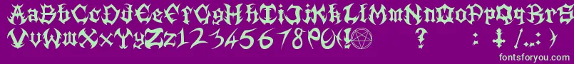 Guttural Font – Green Fonts on Purple Background