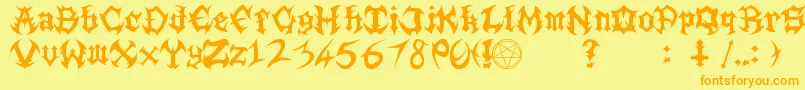 Guttural Font – Orange Fonts on Yellow Background