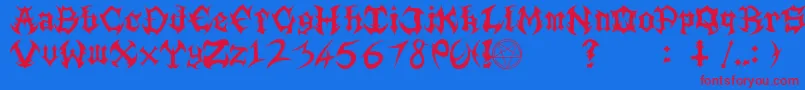 Guttural Font – Red Fonts on Blue Background