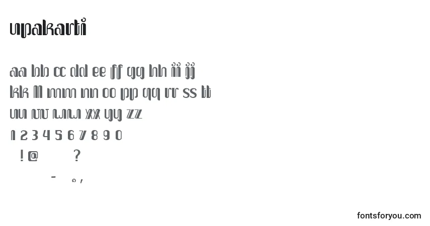 Schriftart Upakarti – Alphabet, Zahlen, spezielle Symbole