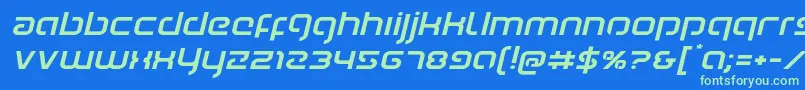 Youngerbloodexpandital Font – Green Fonts on Blue Background