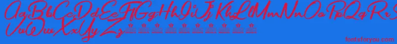 MovieMakersPersonalUse-fontti – punaiset fontit sinisellä taustalla