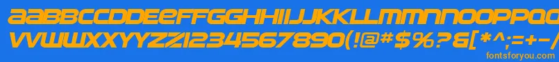 SfAutomatonExtendedOblique Font – Orange Fonts on Blue Background