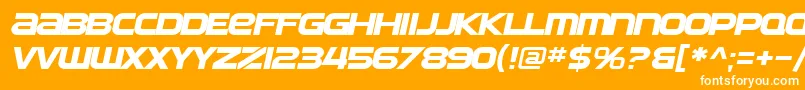 SfAutomatonExtendedOblique-Schriftart – Weiße Schriften auf orangefarbenem Hintergrund