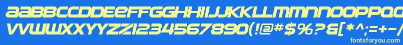 Fonte SfAutomatonExtendedOblique – fontes amarelas em um fundo azul