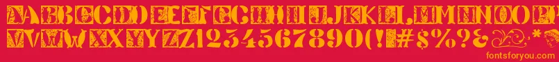 フォントVeneto ffy – 赤い背景にオレンジの文字