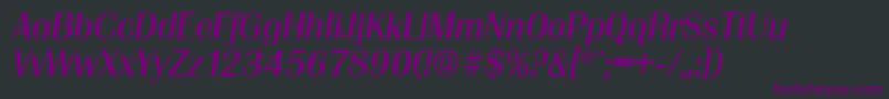 Czcionka GrenobleserialItalic – fioletowe czcionki na czarnym tle