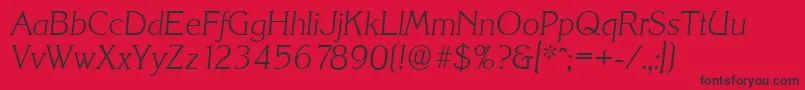 フォントKorinthserialXlightItalic – 赤い背景に黒い文字