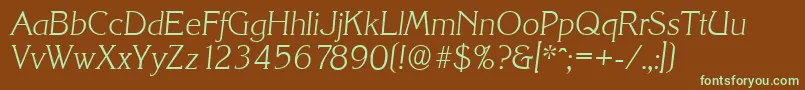 KorinthserialXlightItalic Font – Green Fonts on Brown Background