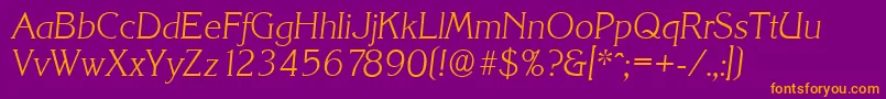 KorinthserialXlightItalic Font – Orange Fonts on Purple Background