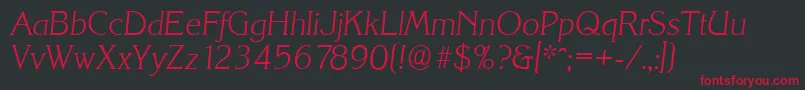 KorinthserialXlightItalic Font – Red Fonts on Black Background