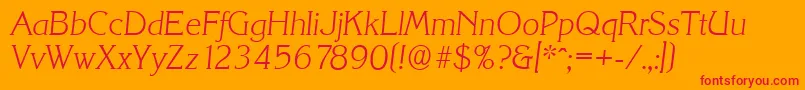 Czcionka KorinthserialXlightItalic – czerwone czcionki na pomarańczowym tle