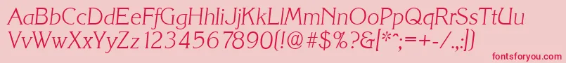 KorinthserialXlightItalic-Schriftart – Rote Schriften auf rosa Hintergrund