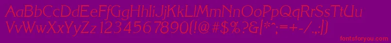 KorinthserialXlightItalic Font – Red Fonts on Purple Background