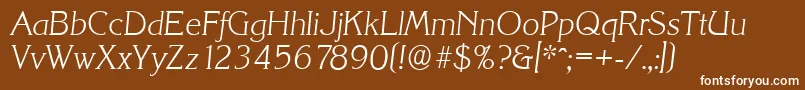 KorinthserialXlightItalic Font – White Fonts on Brown Background