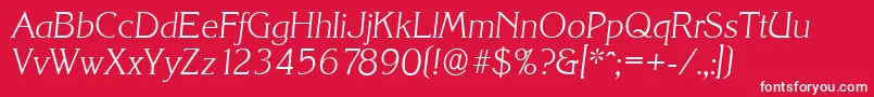 フォントKorinthserialXlightItalic – 赤い背景に白い文字