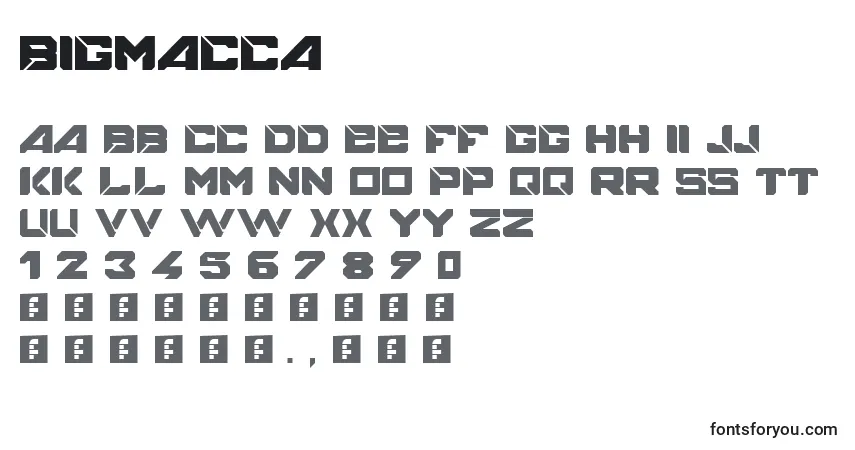 Schriftart Bigmacca – Alphabet, Zahlen, spezielle Symbole