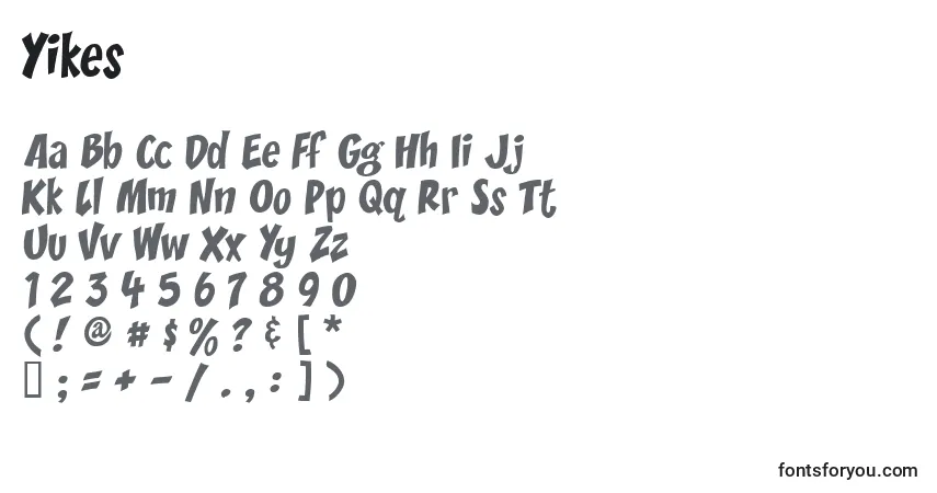 Schriftart Yikes – Alphabet, Zahlen, spezielle Symbole