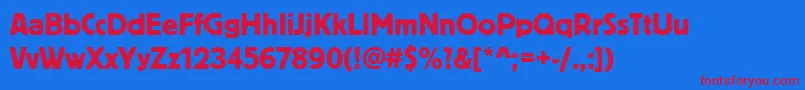 Blocktreg Font – Red Fonts on Blue Background