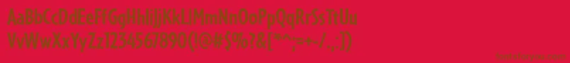 Fonte PfmanifestoBold – fontes marrons em um fundo vermelho